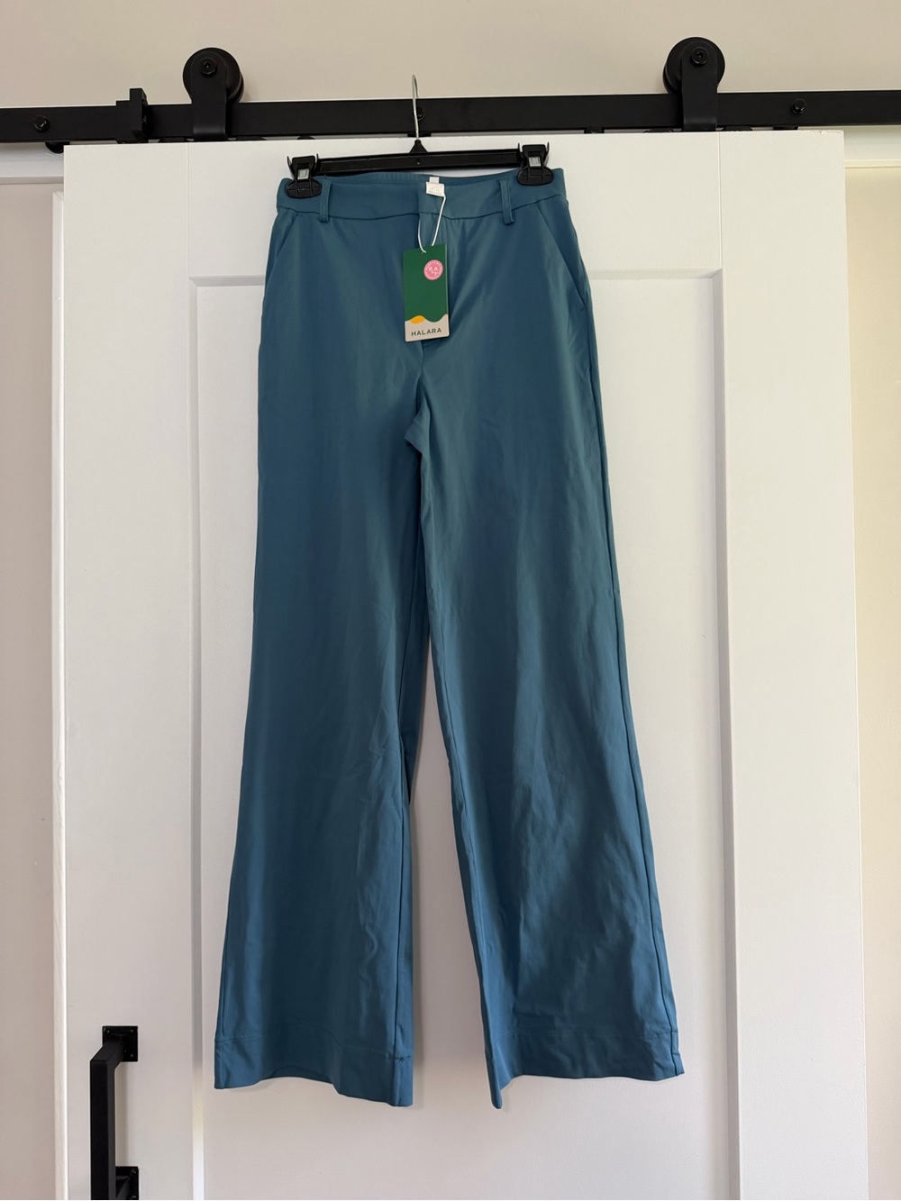NWT Halara Wide Leg Pants XS Teal High Rise Stretch Pull On Casual Travel - Picture 2 of 5